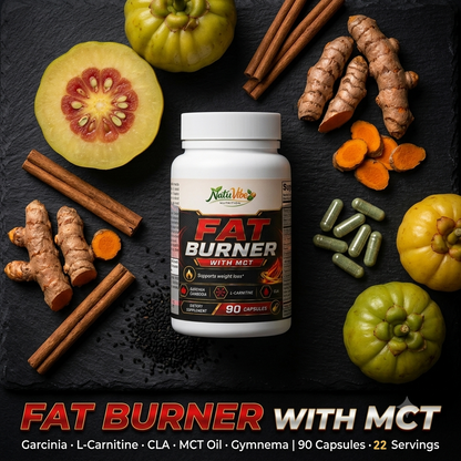 Fat Burner with MCT™ – Garcinia Cambogia, L-Carnitine & CLA | Supports Weight Loss & Metabolism | 90 Caps