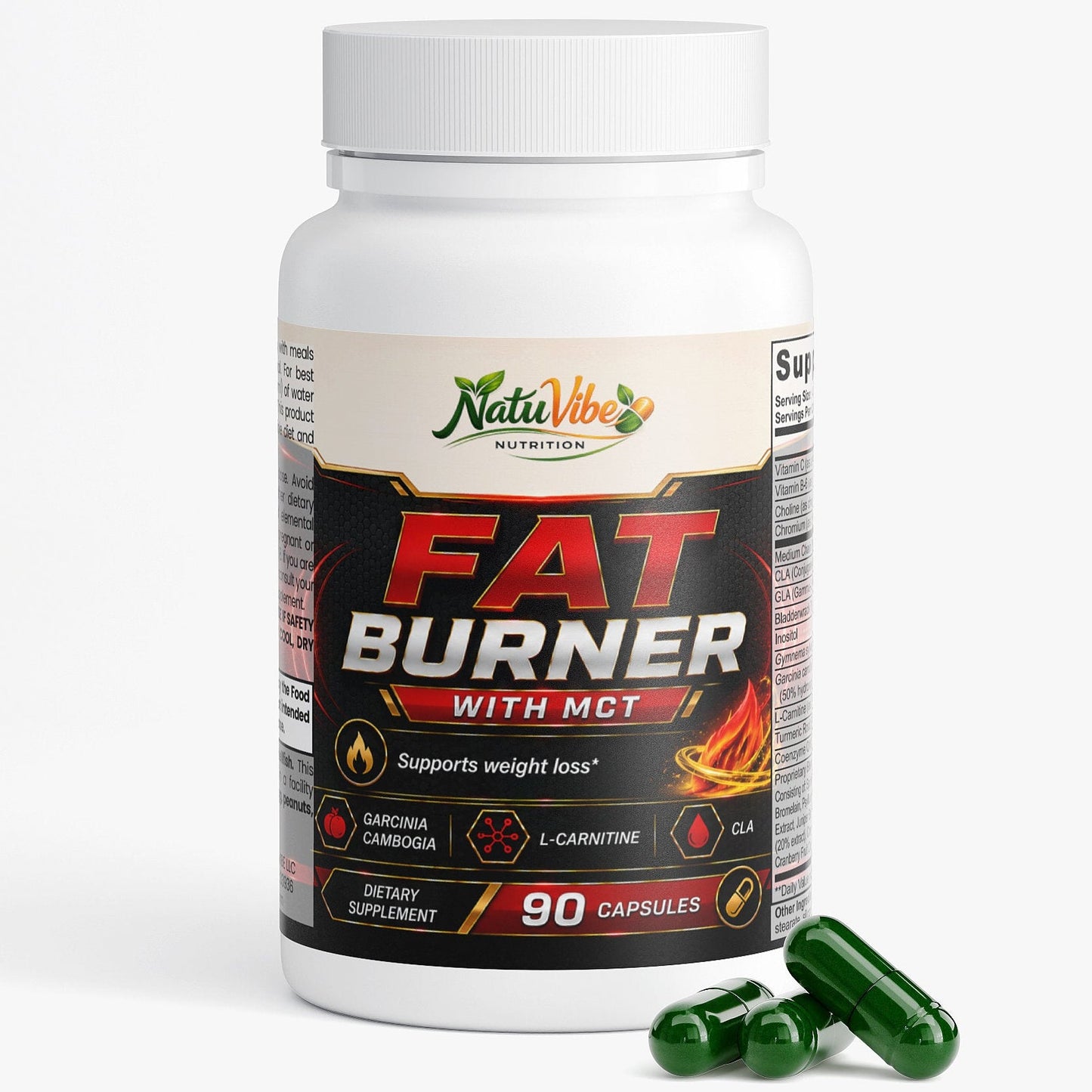 Fat Burner with MCT™ – Garcinia Cambogia, L-Carnitine & CLA | Supports Weight Loss & Metabolism | 90 Caps